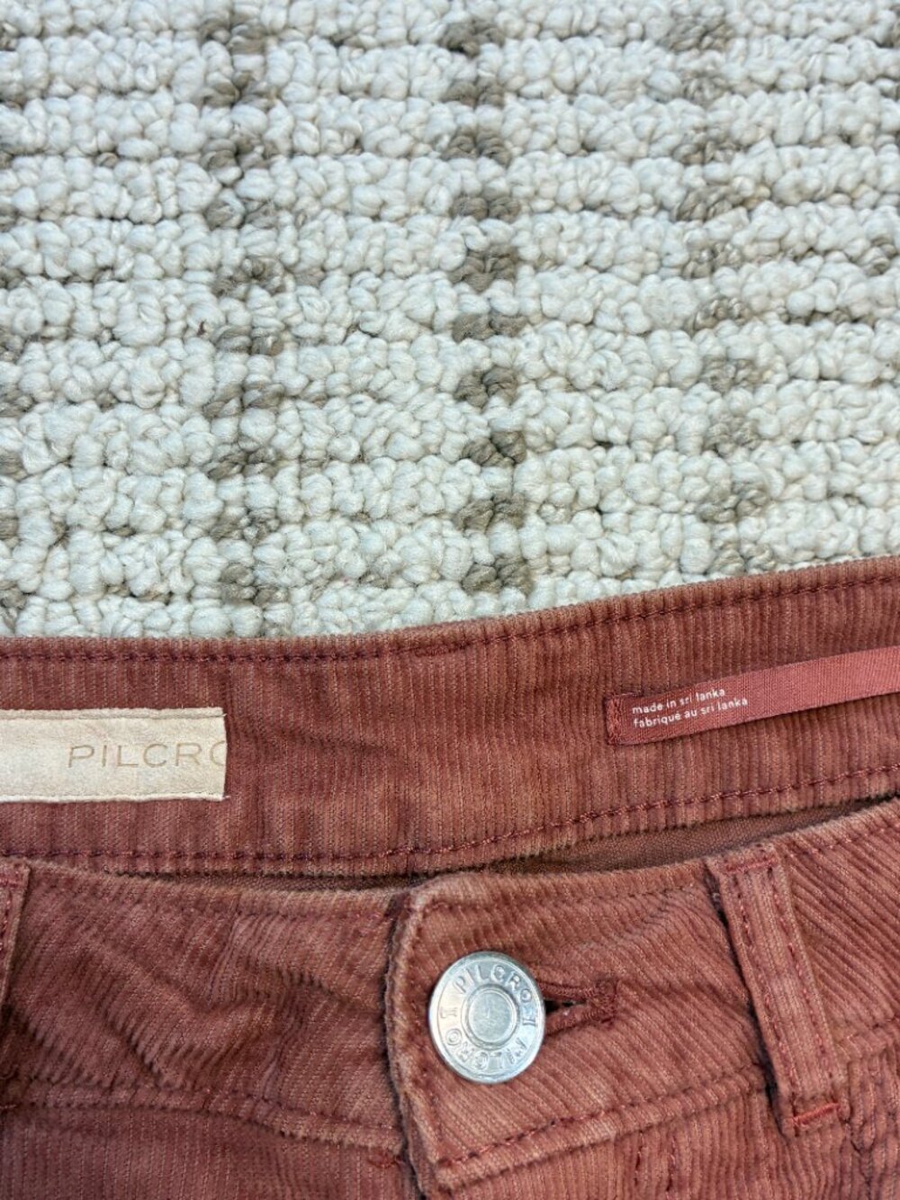 Pilcro Corduroy Flare Pants Pink Salmon High Rise Wide Leg Womens 28x32 - Picture 4 of 7